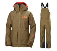 Helly Hansen Powderqueen 3.0/Bib 2.0, conjunto de esquí, mujer, marrón
