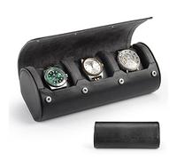 HELMDY Cajas para Relojes de 3 Ranuras, Caja Relojes Organizador Joyero Estuche Estuche de Cuero de PU para Hombres y Mujeres, para Guardar Organizador Watch Estuche de Viaje para Relojes(Negro)