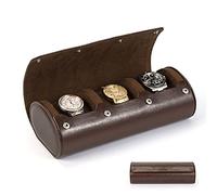 HELMDY Cajas para Relojes de 3 Ranuras, Caja Relojes Organizador Joyero Estuche Estuche de Cuero de PU para Hombres y Mujeres, para Guardar Organizador Watch Estuche de Viaje para Relojes(Marrón)