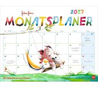 Helme Heine: Monatsplaner 2027: Liebevoll illustrierter Wandkalender von Helme Heine mit den drei Freunden. Termin-Kalender 2027 zum Eintragen. 44 x 34 cm. Querformat.