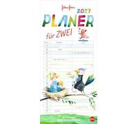 Helme Heine: Planer für zwei 2027: Wandkalender 2027 zum Eintragen mit Schulferien und 3-Monats-Vorschau. Partnerkalender 2027 mit den tierischen drei Freunden von Mullewapp im Format 16 x 34,7 cm