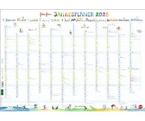Helme Heine: planificador de carteles 2025: calendario de pared ilustrado con cariño de Helme Heine con los tres amigos. Práctico planificador anual 2025 para registrar. (Helme Heine Calendar Heye)