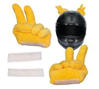 Helmet Decor Plush, Yellow Hand Gesture Ornament, Helmet Accessories 4 Inch, Cycling Biking Decoration for Men Women Teens Friends Bike Use, Fun Helmets Add On, Personality Style Bike Gear Accessory