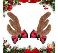 Helmet Decoration Reindeer Antler Charm, 2-Piece Festive Helmet Horns Accessory, Universal Size Holiday Costume Add-On For Ski Gear, Soft Plush Antlers For Outdoor Sports Helmets, Christmas Cosplay Ac