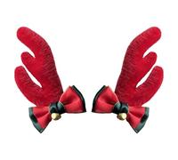 Helmet Decoration Reindeer Antlers - Festive Bow Design Horn Ears Costume, Soft Flannel Accessory Fun Holiday Gear, Cute Cosplay Prop Merry Christmas Spirit | For Ski Women Kids Men Party