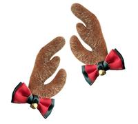 Helmet Decoration Reindeer Antlers - Festive Bow Design Horn Ears Costume, Soft Flannel Accessory Fun Holiday Gear, Cute Cosplay Prop Merry Christmas Spirit | For Ski Women Kids Men Party