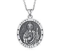 HELORET Collar de santo, amuleto, medalla de la serie Saint, joyería para mujeres y hombres, collar católico, regalo para protegernos, Chapado en oro, No es una piedra preciosa