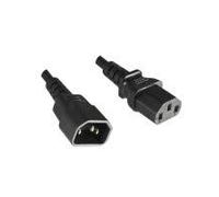 helos Cable de alimentación de 1 m, Cable de alimentación C13 a C14 Hembra, para Ordenador, Impresora, proyector, Color Negro