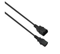 helos Cable de alimentación de 1 m, Cable de alimentación C13 a C14 Hembra, para Ordenador, Impresora, proyector, Color Negro