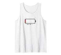" Help me バッテリー 電池切れ" Divertida de caligrafía con letras Camiseta sin Mangas