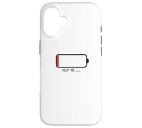 " Help me バッテリー 電池切れ" Divertida de caligrafía con letras Carcasa para iPhone 16