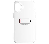 " Help me バッテリー 電池切れ" Divertida de caligrafía con letras Carcasa para iPhone 16 Plus