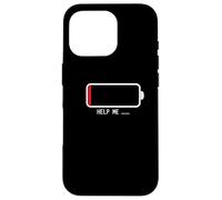 " Help me バッテリー 電池切れ" Divertida de caligrafía con letras Carcasa para iPhone 16 Pro
