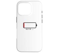 " Help me バッテリー 電池切れ" Divertida de caligrafía con letras Carcasa para iPhone 16 Pro