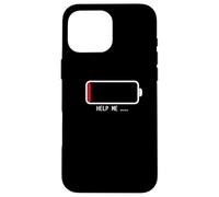 " Help me バッテリー 電池切れ" Divertida de caligrafía con letras Carcasa para iPhone 16 Pro Max