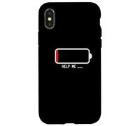 " Help me バッテリー 電池切れ" Divertida de caligrafía con letras Carcasa para iPhone X/XS