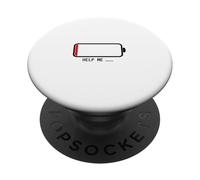 " Help me バッテリー 電池切れ" Divertida de caligrafía con letras PopSockets PopGrip Adhesivo