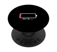 " Help me バッテリー 電池切れ" Divertida de caligrafía con letras PopSockets PopGrip Adhesivo