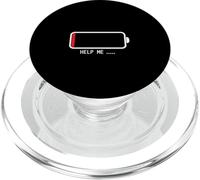" Help me バッテリー 電池切れ" Divertida de caligrafía con letras PopSockets PopGrip para MagSafe