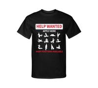 Help Wanted Adult Positions Available Funny Graphic tee Round Neck Unisex Tops Men's 100% Cotton Short-Sleeve T-Shirts XXL