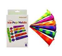 Helpcook Moldes para paletas, 6 moldes de silicona para paletas, sin goteo para niños, tubos de congelador sin BPA con tapas, para aperitivos, paletas, palitos de yogur, jugo, palitos de helado