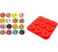 HelpCuisine® Molde para donas con 9 cavidades - molde antiadherente para donas, grado alimenticio, sin BPA