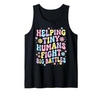 Helping Tiny Humans Fight Big Battles Cuidadora Infantil Camiseta sin Mangas