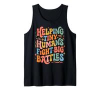 Helping Tiny Humans Fight Big Battles Cuidadora Infantil Camiseta sin Mangas