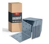 HELPMATE - 12 piezas escuadras perforadas 60x60x60 mm - conector angular galvanizado electrolíticamente & pasivado azul - conector para madera con excelente protección anticorrosión