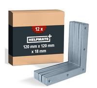 HELPMATE - 12 piezas escuadras planas 120x120x18mm - Conectores de madera galvanizados y pasivados en azul - Escuadras con excelente protección contra la corrosión