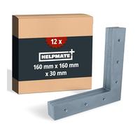 HELPMATE - 12 piezas escuadras planas 160x160x30mm - Conectores de madera galvanizados y pasivados en azul - Escuadras con excelente protección contra la corrosión