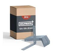 HELPMATE - 24 piezas escuadras para muebles 120x120x20 mm - conector angular galvanizado electrolíticamente & pasivado azul - escuadras para muebles con excelente protección anticorrosión