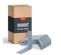 HELPMATE - 24 piezas escuadras para muebles 60x60x18 mm - conector angular galvanizado electrolíticamente & pasivado azul - escuadras para muebles con excelente protección anticorrosión