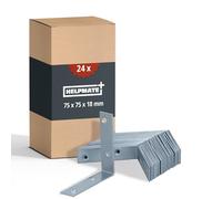 HELPMATE - 24 piezas escuadras para muebles 75x75x18 mm - conector angular galvanizado electrolíticamente & pasivado azul - escuadras para muebles con excelente protección anticorrosión