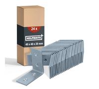 HELPMATE - 24 piezas escuadras perforadas 40x40x20 mm - conector angular galvanizado electrolíticamente & pasivado azul - conector para madera con excelente protección anticorrosión