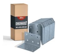 HELPMATE - 24 piezas escuadras perforadas 40x40x60 mm - conector angular galvanizado electrolíticamente & pasivado azul - conector para madera con excelente protección anticorrosión