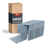 HELPMATE - 24 piezas escuadras perforadas 50x50x40 mm - conector angular galvanizado electrolíticamente & pasivado azul - conector para madera con excelente protección anticorrosión