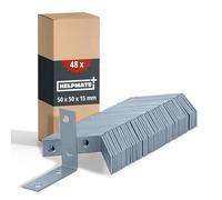 HELPMATE - 48 piezas de ángulo de silla 50 x 50 x 15 mm - Conector en ángulo galvanizado y azul pasivado - Ángulo de muebles con excelente protección contra la corrosión, estable y duradero - Fácil