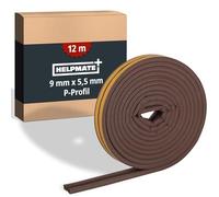 HELPMATE - Cinta de sellado autoadhesiva para ventanas y puertas - Burlete para aislar ranuras de 2,5 a 5 mm de ancho - Cinta de sellado 9 x 5,5 mm (Perfil P | 12 metros | Marrón)
