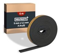 HELPMATE - Cinta de sellado autoadhesiva para ventanas y puertas - Burlete para aislar ranuras de 2,5 a 5 mm de ancho - Cinta de sellado 9 x 5,5 mm (Perfil P | 6 metros | Negro)