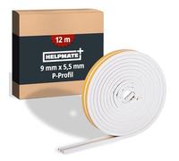 HELPMATE - Cinta de sellado autoadhesiva para ventanas y puertas - Burlete para aislar ranuras de 2,5 a 5 mm de ancho - Cinta de sellado 9 x 5,5 mm (Perfil P | 12 metros | Blanco)