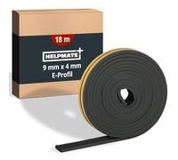 HELPMATE - Cinta de sellado autoadhesiva para ventanas y puertas - Burlete para aislar ranuras de 2 a 3,5 mm de ancho - Cinta de sellado 9 x 4 mm (Perfil E | 18 metros | Negro)