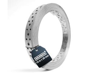 HELPMATE - Cinta perforada de 10 m largo & 20 mm ancho - Acero galvanizado en caliente Sendzimir - Espesor 0,8 mm - Banda perforada de alta calidad