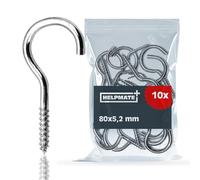 HELPMATE - gancho para tendedero 80x5,2x26x19 mm - acero galvanizado electrolíticamente - 10 unidades - ganchos de rosca resistentes para fijación de tendederos