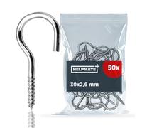 HELPMATE - Ganchos de tornillo curvos 30 x 2,6 x 11 x 6 mm - 50 uds.