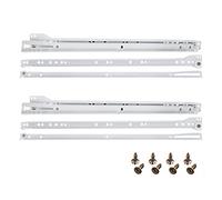HELPMATE Guía deslizante 450 mm 2 pares, juego de 4 rieles, rieles para cajones, sistema de rieles, cajón con extracción parcial, blanco, incluye material de fijación