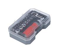 HELPMATE Juego de llaves de vaso y puntas de acero al cromo vanadio, resistente a la corrosión, soporte magnético de bits, incluye destornillador con función de carraca, 38 piezas