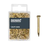 HELPMATE - Pasador redondo de latón de 1,0 x 11 mm - 40 gramos | Pasadores de alambre de acero - Clavos de golpear - Para carpintería de madera y proyectos de bricolaje
