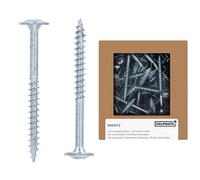 HELPMATE - Tornillos de conexión para madera (4,5 x 50 mm, galvanizados, 100 unidades, con accionamiento PZ2 y muesca de corte) - Para fijación de herrajes metálicos a madera