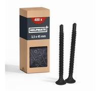HELPMATE Tornillos de montaje rápido de 3,5 x 45 mm con punta de perforación, fosfatados, 400 unidades con accionamiento PH2 y rosca fina, cabeza de trompeta para empotrar en placas de yeso